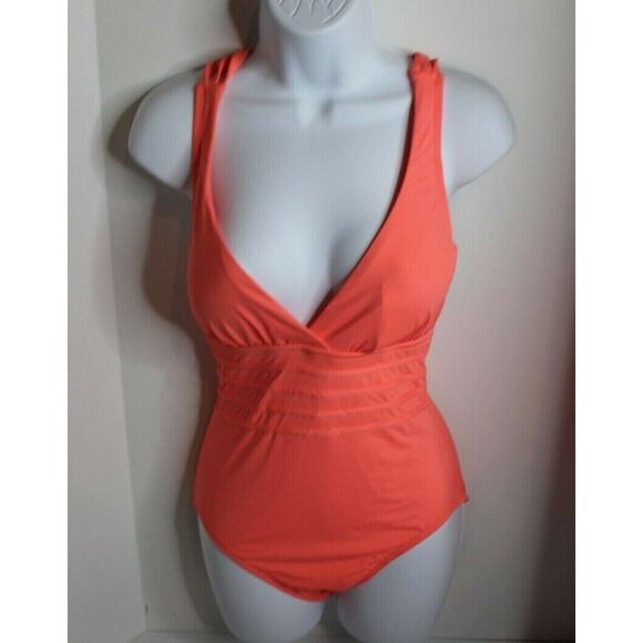 La Blanca Women's Island Goddess Multi Strap Cross - sz 8 bird of paradise - Picture 1 of 3